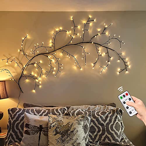 NEWNEN Zweige Lichter mit Fernbedienung Ein/Aus-Timer, Lichterketten Warmweiß Lichterbaum mit Netzstrom Betriebene, 5 Stufen Dimmbar / 144 LEDs für Ostern Innen Wanddeko Aesthetic Room Décor von NEWNEN