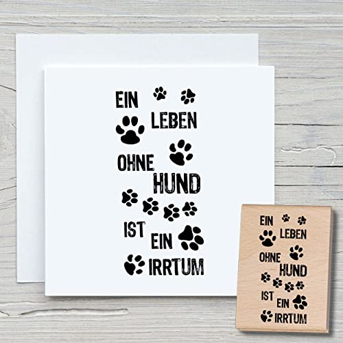 NEWSTAMPS Stempel Ein Leben ohne Hund Motivstempel groß aus Holz & Gummi zum Karten basteln, Holzstempel, Sprüche, Spruchstempel, Textstempel, Schrift, Scrapbook, Textilstempel, Deko von NEWSTAMPS DIE STEMPELMACHER