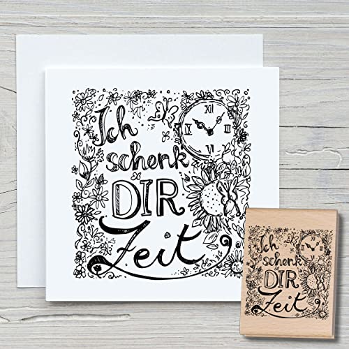 NEWSTAMPS Stempel Ich schenk Dir Zeit Motivstempel groß aus Holz & Gummi zum Karten basteln, Holzstempel, Sprüche, Spruchstempel, Textstempel, Schrift, Scrapbook, Textilstempel, Deko von NEWSTAMPS DIE STEMPELMACHER