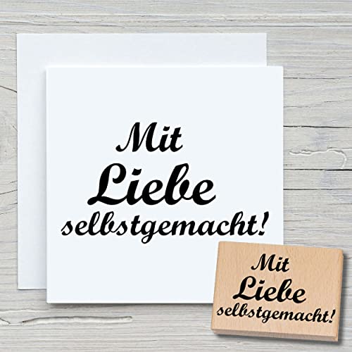 NEWSTAMPS Stempel Mit Liebe selbstgemacht 02 Motivstempel aus Holz & Gummi zum Karten basteln, Holzstempel, Sprüche, Spruchstempel, Textstempel, Schrift, Scrapbook, Textilstempel, Deko von NEWSTAMPS DIE STEMPELMACHER