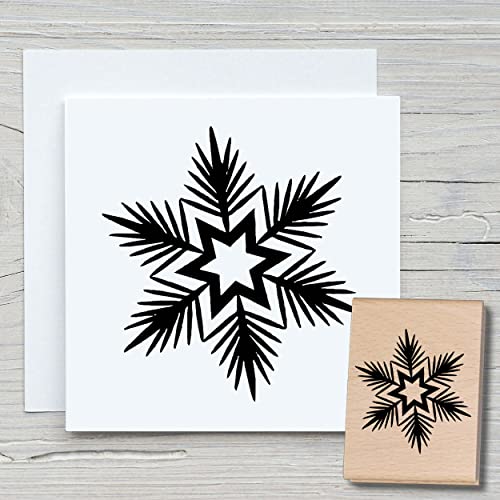 NEWSTAMPS Stempel Schneeflocke 01 Motivstempel aus Holz & Gummi zum Karten basteln, Holzstempel, Weihnachten, Weihnachtskarte, Winter, Scrapbook, Textilstempel, Deko, Kinder von NEWSTAMPS DIE STEMPELMACHER