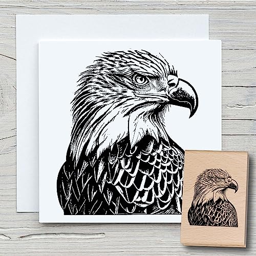 NEWSTAMPS Stempel Adler Motivstempel groß aus Holz & Gummi zum Karten und Geschenke basteln, Holzstempel für Tiere, Tierstempel, Vogel, Scrapbook, Textilstempel, Deko, Kinder von NEWSTAMPS DIE STEMPELMACHER