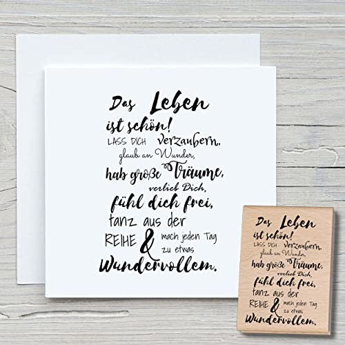 NEWSTAMPS Stempel Das Leben ist schön 02 Motivstempel groß aus Holz & Gummi zum Karten basteln, Holzstempel, Sprüche, Spruchstempel, Textstempel, Schrift, Scrapbook, Textilstempel, Deko von NEWSTAMPS DIE STEMPELMACHER