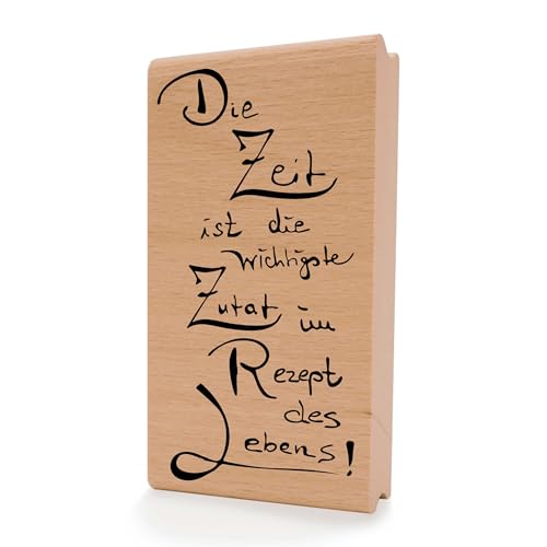 NEWSTAMPS Stempel Die Zeit ist die Wichtigste Motivstempel aus Holz & Gummi zum Karten und Geschenke basteln, Holzstempel für Sprüche, Spruchstempel, Textstempel, Scrapbook, Textilstempel, Deko von NEWSTAMPS DIE STEMPELMACHER