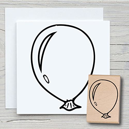 NEWSTAMPS Stempel Ballon einzeln Motivstempel aus Holz & Gummi zum Karten und Geschenke basteln, Holzstempel für Geburtstage, Party, Feiern, Scrapbook, Textilstempel, Deko, Freunde von NEWSTAMPS DIE STEMPELMACHER
