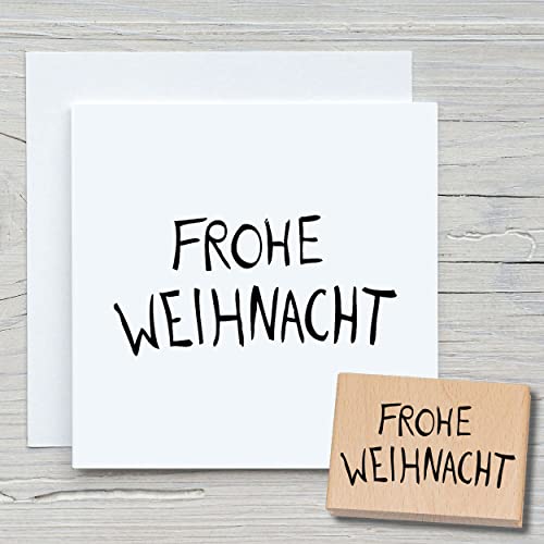 NEWSTAMPS Stempel Frohe Weihnacht Motivstempel aus Holz & Gummi zum Karten basteln, Holzstempel, Weihnachtskarte, Advent, Schrift, Scrapbook, Textilstempel, Deko, Kinder von NEWSTAMPS DIE STEMPELMACHER