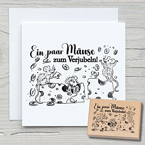 NEWSTAMPS Stempel Ein paar Mäuse Motivstempel aus Holz & Gummi zum Karten und Geschenke basteln, Holzstempel für Geburtstage, Spruchstempel, Geldgeschenk, Schrift, Scrapbook, Textilstempel, Deko von NEWSTAMPS DIE STEMPELMACHER