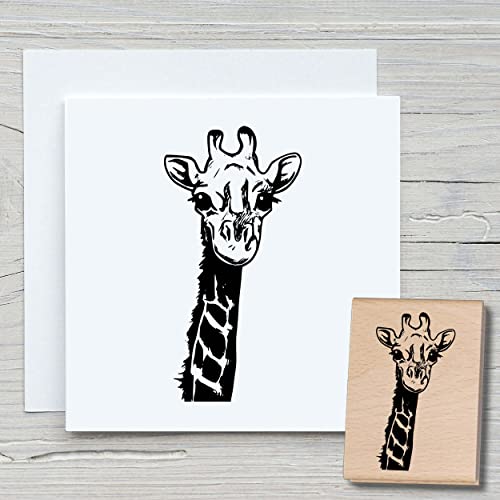 NEWSTAMPS Stempel Giraffe Motivstempel groß aus Holz & Gummi zum Karten basteln, Holzstempel, Tiere, Tierstempel, Scrapbook, Textilstempel, Deko, Kinder von NEWSTAMPS DIE STEMPELMACHER