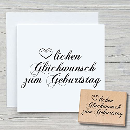 NEWSTAMPS Stempel Herzlichen Glückwunsch 01 Motivstempel groß aus Holz & Gummi zum Karten basteln, Holzstempel, Geburtstag, Happy Birthday, Sprüche, Spruchstempel, Scrapbook, Textilstempel, Deko von NEWSTAMPS DIE STEMPELMACHER