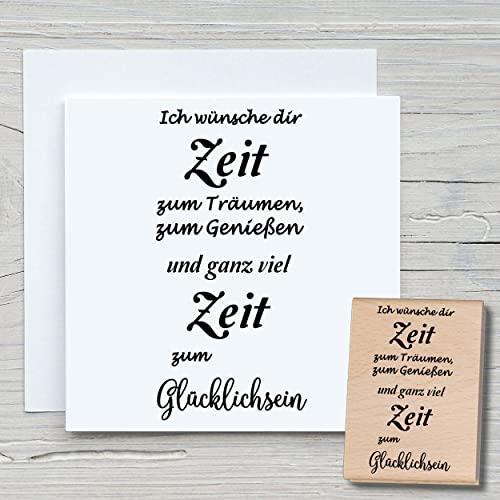 NEWSTAMPS Stempel Ich wünsche dir Zeit Motivstempel groß aus Holz & Gummi zum Karten basteln, Holzstempel, Sprüche, Spruchstempel, Textstempel, Schrift, Scrapbook, Textilstempel, Deko von NEWSTAMPS DIE STEMPELMACHER