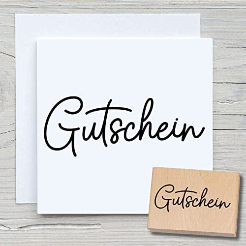 NEWSTAMPS Stempel Gutschein 02 Motivstempel aus Holz & Gummi zum Karten und Geschenke basteln, Holzstempel für Geburtstag, Spruchstempel, Anlass, Schrift, Scrapbook, Textilstempel, Deko von NEWSTAMPS DIE STEMPELMACHER