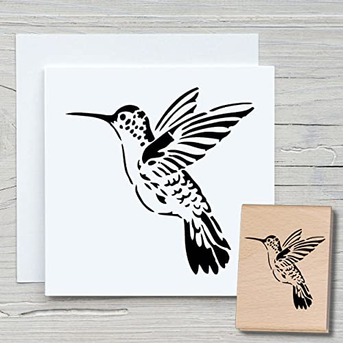 NEWSTAMPS Stempel Kolibri Motivstempel aus Holz & Gummi zum Karten basteln, Holzstempel, Tiere, Tierstempel, Vogel, Scrapbook, Textilstempel, Deko, Kinder von NEWSTAMPS DIE STEMPELMACHER