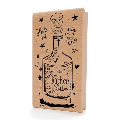 NEWSTAMPS Stempel Lass die Korken knallen Motivstempel aus Holz & Gummi zum Karten und Geschenke basteln, Holzstempel für Sprüche, Spruchstempel, Textstempel, Schrift, Scrapbook, Textilstempel, Deko NEWSTAMPS Stempel Lass die Korken knallen Motivstempel aus Holz & Gummi zum Karten und Geschenke basteln, Holzstempel für Sprüche, Spruchstempel, Textstempel, Schrift, Scrapbook, Textilstempel, Deko von NEWSTAMPS DIE STEMPELMACHER