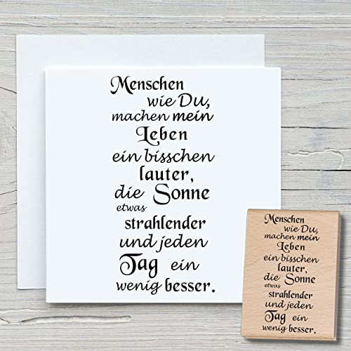 NEWSTAMPS Stempel Menschen wie Du Motivstempel groß aus Holz & Gummi zum Karten basteln, Holzstempel, Sprüche, Spruchstempel, Textstempel, Schrift, Scrapbook, Textilstempel, Deko von NEWSTAMPS DIE STEMPELMACHER