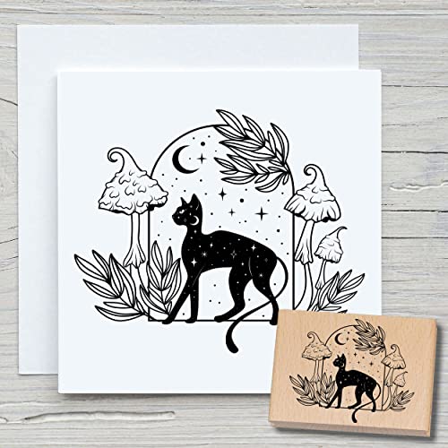 NEWSTAMPS Stempel Mystische Katze Motivstempel aus Holz & Gummi zum Karten und Geschenke basteln, Holzstempel für Tiere, Nacht, Magie, Scrapbook, Textilstempel, Deko, Freunde NEWSTAMPS Stempel Mystische Katze Motivstempel aus Holz & Gummi zum Karten und Geschenke basteln, Holzstempel für Tiere, Nacht, Magie, Scrapbook, Textilstempel, Deko, Freunde von NEWSTAMPS DIE STEMPELMACHER