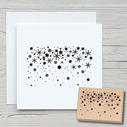 NEWSTAMPS Stempel Schneefall Motivstempel aus Holz & Gummi zum Karten und Geschenke basteln, Holzstempel für Weihnachten, Weihnachtskarte, Winter, Scrapbook, Textilstempel, Deko, Freunde von NEWSTAMPS DIE STEMPELMACHER