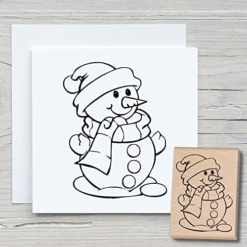 NEWSTAMPS Stempel Schneemann 01 Motivstempel aus Holz & Gummi zum Karten basteln, Holzstempel, Weihnachten, Weihnachtskarte, Winter, Scrapbook, Textilstempel, Deko, Kinder von NEWSTAMPS DIE STEMPELMACHER