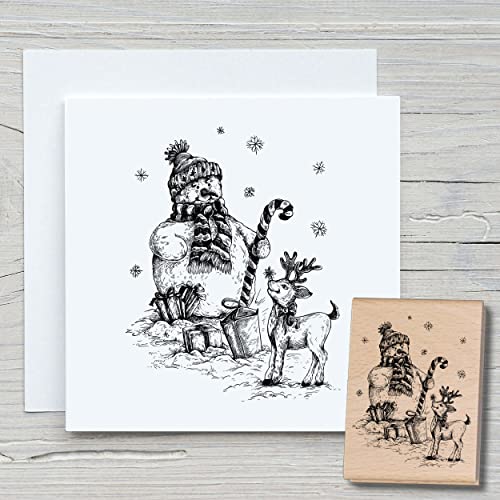 NEWSTAMPS Stempel Schneemann mit Rentier Motivstempel aus Holz & Gummi zum Karten und Geschenke basteln, Holzstempel für Weihnachten, Weihnachtskarte, Advent, Scrapbook, Textilstempel, Deko, Freunde NEWSTAMPS Stempel Schneemann mit Rentier Motivstempel aus Holz & Gummi zum Karten und Geschenke basteln, Holzstempel für Weihnachten, Weihnachtskarte, Advent, Scrapbook, Textilstempel, Deko, Freunde von NEWSTAMPS DIE STEMPELMACHER