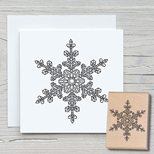 NEWSTAMPS Stempel Schneestern 01 Motivstempel aus Holz & Gummi zum Karten basteln, Holzstempel, Weihnachten, Weihnachtskarte, Winter, Scrapbook, Textilstempel, Deko, Kinder von NEWSTAMPS DIE STEMPELMACHER