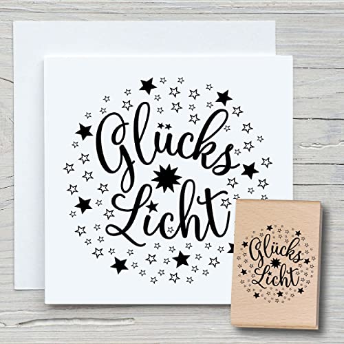 NEWSTAMPS Stempel Glückslicht Motivstempel groß aus Holz & Gummi zum Karten und Geschenke basteln, Holzstempel für Weihnachten, Weihnachtskarte, Advent, Scrapbook, Textilstempel, Deko, Kinder von NEWSTAMPS DIE STEMPELMACHER