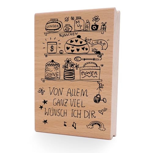 NEWSTAMPS Stempel Von Allem ganz viel Motivstempel groß aus Holz & Gummi zum Karten und Geschenke basteln, Holzstempel für Sprüche, Spruchstempel, Textstempel, Schrift, Scrapbook, Textilstempel, Deko NEWSTAMPS Stempel Von Allem ganz viel Motivstempel groß aus Holz & Gummi zum Karten und Geschenke basteln, Holzstempel für Sprüche, Spruchstempel, Textstempel, Schrift, Scrapbook, Textilstempel, Deko von NEWSTAMPS DIE STEMPELMACHER