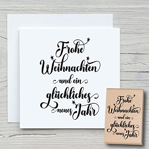 NEWSTAMPS Stempel frohe Weihnachten und ein glückliches Motivstempel groß aus Holz & Gummi zum Karten basteln, Holzstempel, Weihnachten, Weihnachtskarte, Scrapbook, Textilstempel, Deko, Kinder NEWSTAMPS Stempel frohe Weihnachten und ein glückliches Motivstempel groß aus Holz & Gummi zum Karten basteln, Holzstempel, Weihnachten, Weihnachtskarte, Scrapbook, Textilstempel, Deko, Kinder von NEWSTAMPS DIE STEMPELMACHER