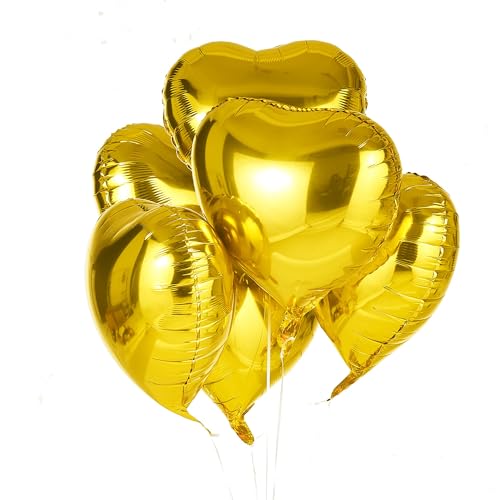 20 Stück Gold Herzballons Valentinstag 18 Zoll Herzform Heliumballons,Herz Luftballons,Gold Love Luftballons,Herz Luftballon,Herzluftballons Helium Geeignet für Hochzeit Verlobung Brautdusche von NEWUPZSI