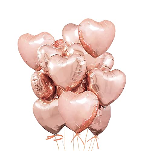 20 Stück Rosegold Herzballons Valentinstag 18 Zoll Herzform Heliumballons,Herz Luftballons,Rosegold Love Luftballons,Herz Luftballon,Herzluftballons Helium Geeignet für Hochzeit Verlobung von NEWUPZSI