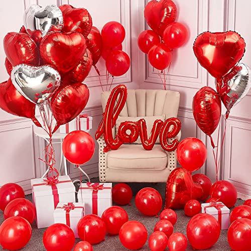 Valentinstag Dekoration Set Rot Romantische Deko Hochzeit mit Herz Luftballons Helium Ich Liebe Dich Girlande Folienballon Romantische Dekorations Für Anniversary Hochzeit von NEWUPZSI