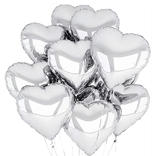 20 Stück Silber Herzballons Valentinstag 18 Zoll Herzform Heliumballons,Herz Luftballons,Silber Love Luftballons,Herz Luftballon,Herzluftballons Helium Geeignet für Hochzeit Verlobung Brautdusche von NEWUPZSI