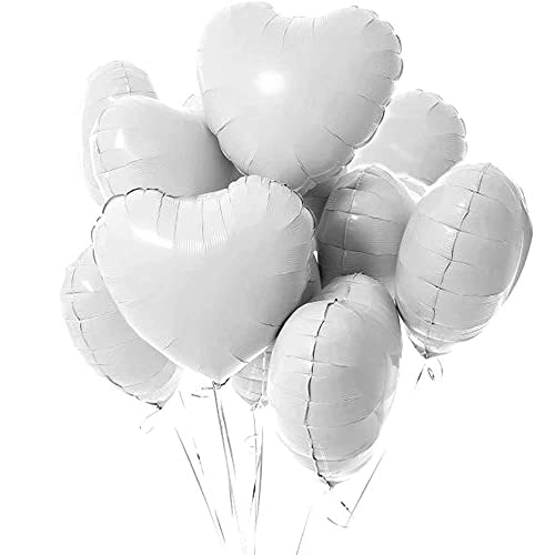 20 Stück Weiß Herzballons Valentinstag 18 Zoll Herzform Heliumballons,Herz Luftballons,Weiß Love Luftballons,Herz Luftballon,Herzluftballons Helium Geeignet für Hochzeit Verlobung Brautdusche von NEWUPZSI