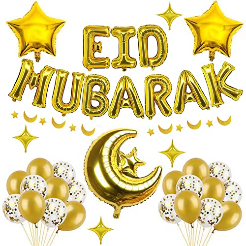 Eid Mubarak Dekoration gold Luftballons Muslim Latex Ballons Star Moon Ballon Eid Al-Fitr Ballon Folienballon für Eid Mubarak Ramadan Feier Mubarak Kareem Decoration Eid Mubarak Dekoration gold Luftballons Muslim Latex Ballons Star Moon Ballon Eid Al-Fitr Ballon Folienballon für Eid Mubarak Ramadan Feier Mubarak Kareem Decoration von NEWUPZSI