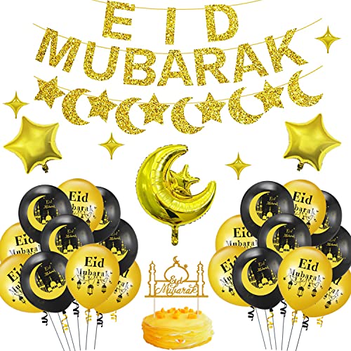 Eid Mubarak Ramadan Ballon deko, Muslim Ballon Girlande Kits, Eid Mubarak Banner, Eid Mubarak Aufhängen Banner für Muslim Eid Ramadan Mubarak Kareem Festival Party Dekoration von NEWUPZSI