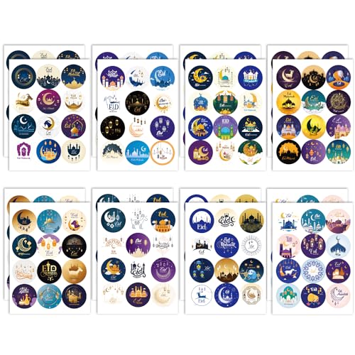 Eid Mubarak Sticker Aufkleber Ramadan Etiketten Aufkleber Geschenktüten Etiketten Selbstklebende Etiketten Aufkleber für Ramadan Muslim Geschenkbox Verpackung von NEWUPZSI