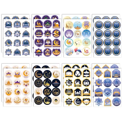Ramadan Eid Mubarak Sticker Aufkleber Etiketten Aufkleber Geschenktüten Etiketten Selbstklebende für Ramadan Muslim Geschenkbox Verpackung von NEWUPZSI