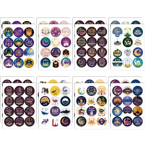 Ramadan Eid Mubarak Sticker Aufkleber Etiketten Aufkleber Geschenktüten Etiketten Selbstklebende für Ramadan Muslim Geschenkbox Verpackung von NEWUPZSI