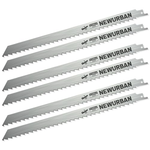 NEWURBAN 6 Stück 12 Zoll (300 mm) / 3TPI Edelstahl-Säbelsägeblätter zum Schneiden von Gefrorenem Fleisch und Knochen Lebensmitteln von NEWURBAN