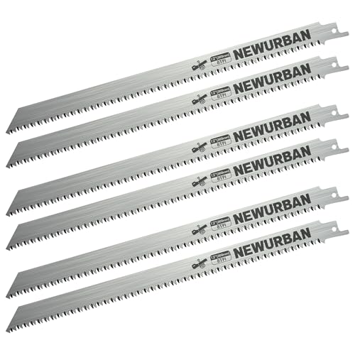 NEWURBAN 6 Stück 12 Zoll (300 mm) / 8TPI Edelstahl-Säbelsägeblätter zum Schneiden von Gefrorenem Fleisch und Knochen Lebensmitteln von NEWURBAN