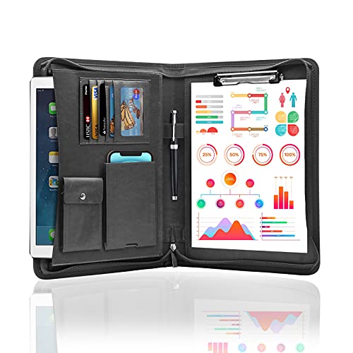 NEWYES Konferenzmappe, Portfolio A4 Reißverschluss Multifunktionale Business Klemmbrett Ordner Akten Dokument Leder Organizer Hüllen mit Stifthalter & Ringbuch, Schwarz NEWYES Konferenzmappe, Portfolio A4 Reißverschluss Multifunktionale Business Klemmbrett Ordner Akten Dokument Leder Organizer Hüllen mit Stifthalter & Ringbuch, Schwarz von NEWYES