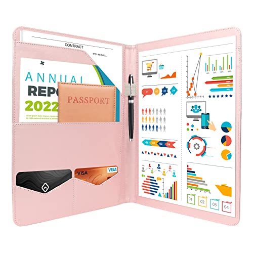 NEWYES Konferenzmappe, A4-Dokumenten-Padfolio, persönlicher Organizer mit Klemmbrett, Dokumentenhülle, Kartenhalter, Taschen für Büroarbeit, Rosa von NEWYES