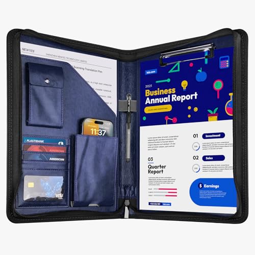 NEWYES PU Ledermappe mit Reißverschluss, Dokumentenmappe zum Reisen A4, Organizer Büro Mappe, Konferenzmappe, Saphirblau NEWYES PU Ledermappe mit Reißverschluss, Dokumentenmappe zum Reisen A4, Organizer Büro Mappe, Konferenzmappe, Saphirblau von NEWYES