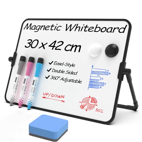 NEWYES Whiteboard Magnetisch Memoboard A3-Größe mit Ständer, Tragbare Doppelseitige Beschreibbar Whiteboard Staffelei Desktop Schreibtafel zum Notieren im Büro, Geschäft und zu Hause von NEWYES