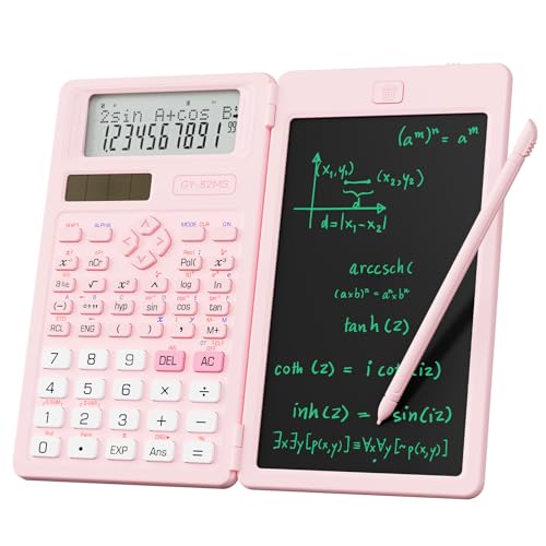 Wissenschaftlicher Taschenrechner für Schüler, 82 MS Faltbarer Wissenschaftsrechner mit Notizblock für Mittel- und Oberschulbedarf, Rosa von NEWYES