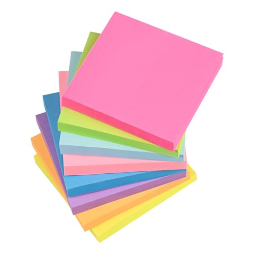 640 Stück Haftnotizen Klebezettel - 76 x 76mm Sticky Notes, Selbstklebende Haftnotizzettel Klebezettel bunt zettel farbig Notizblöcke für Büro Haus, 8 Farben von NEXMEE
