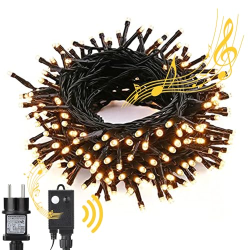 NEXIN Lichterkette Weihnachtsbaum 25M Weihnachtsbeleuchtung Warmweiß, 200LED Lichterkette Außen Strombetrieben mit Weihnachtsmusik Speicherfunktion 8 Modi, Weihnachtsdeko Wasserdicht für Party Garten von NEXVIN