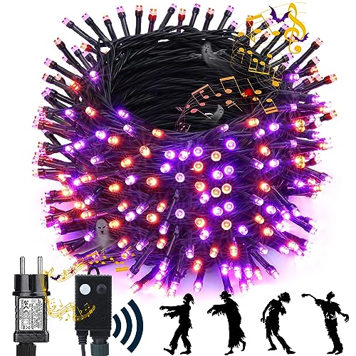 NEXVIN Halloween Deko Outdoor mit Lichterkette und Horror Sound, 25M 200LED Halloween Lichterkette Lila Orange, Memory Funktion & 6 Modi, Wasserdichte Halloween Lichterkette für Innen Garten Party NEXVIN Halloween Deko Outdoor mit Lichterkette und Horror Sound, 25M 200LED Halloween Lichterkette Lila Orange, Memory Funktion & 6 Modi, Wasserdichte Halloween Lichterkette für Innen Garten Party von NEXVIN