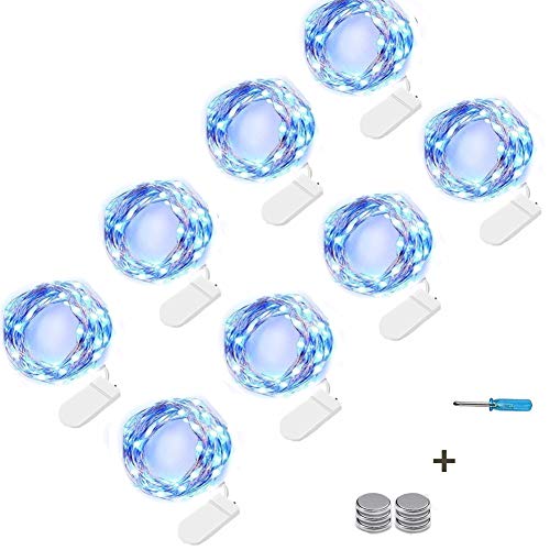 NEXVIN LED Lichterkette mit Batterie, 8er Stück Kupferdraht Lichterkette Blau 3 Meter 30 LED, Micro LED für Hochzeit, Party Deko (Kommen mit 6 Ersatzbatterien) von NEXVIN