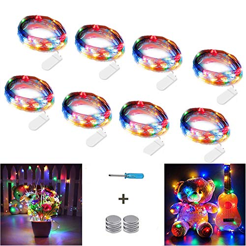 NEXVIN LED Lichterkette mit Batterie, 8er Stück Kupferdraht Lichterkette Bunt 3 Meter 30 LED, Micro LED für Hochzeit, Party, Weihnachten Beleuchtung Deko (Kommen mit 6 Ersatzbatterien) von NEXVIN