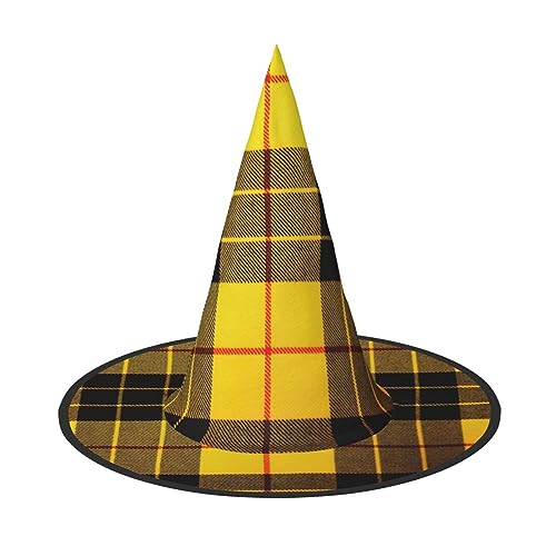 NEZIH Gelb Grau Schwarz Plaid Druck Steeple Hexe Hut Für Halloween - Für Kind Erwachsene Party Dekoration Kostüm Zubehör von NEZIH