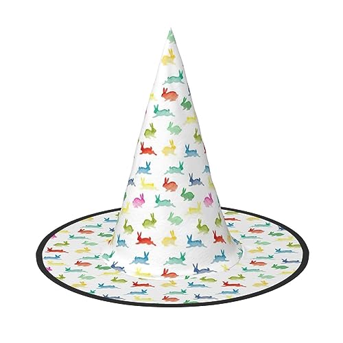 NEZIH Kaninchen in verschiedenen Posen, springen, Laufen, Druck, Halloween, Hut, Zubehör, Erwachsene, Kostüm, Party, Kegel, Hexenhut für Frauen, Jungen, Mädchen, Kinder von NEZIH